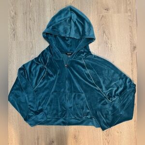VICTORIA'S SECRET VELOUR PLUSH BLING ZIP HOODIE JACKET - XL - EMERALD